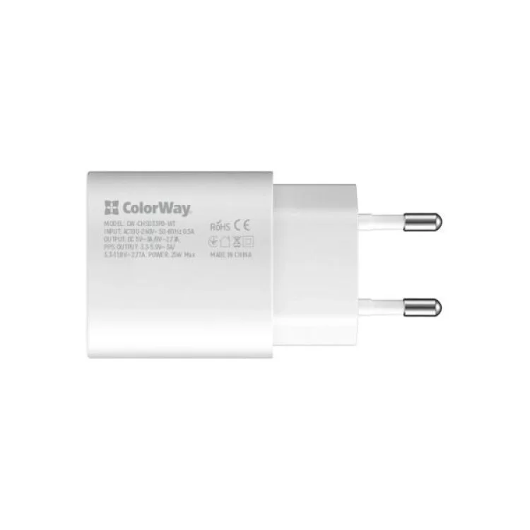 Зарядное устройство ColorWay Power Delivery Port PPS USB Type-C (25W) white (CW-CHS033PD-WT) цена 749грн - фотография 2