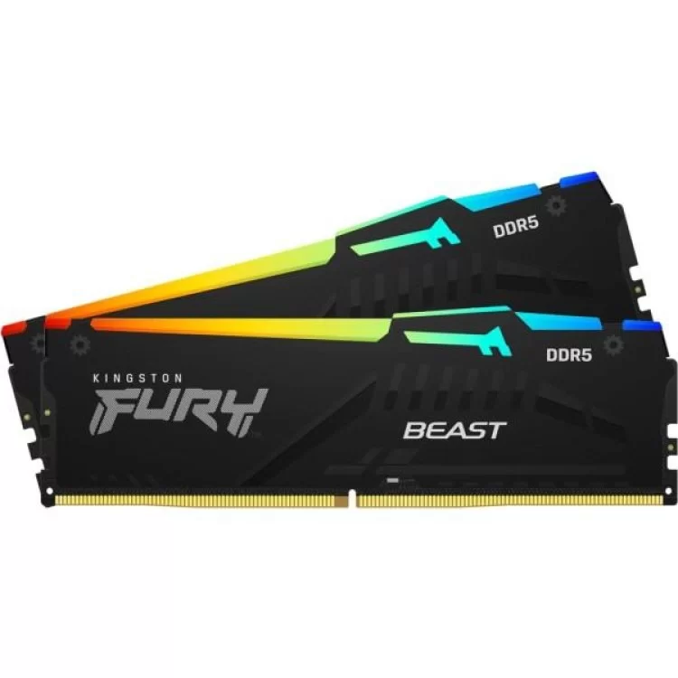 Модуль пам'яті для комп'ютера DDR5 64GB (2x32GB) 4800 MHz FURY Beast RGB Kingston Fury (ex.HyperX) (KF548C38BBAK2-64) ціна 14 448грн - фотографія 2