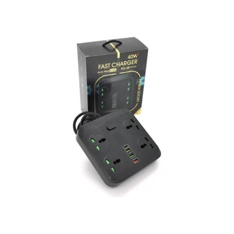 Сетевой фильтр питания Voltronic TВ-Т18, 4роз, 2*USB+PD Black (OS-Т18-Black) цена 1 288грн - фотография 2