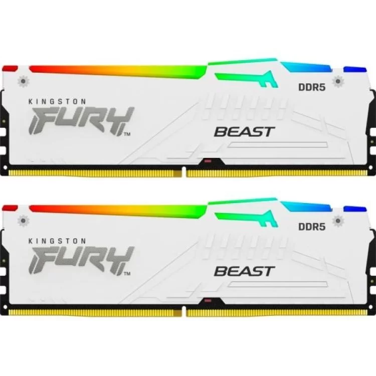 Модуль пам'яті для комп'ютера DDR5 64GB (2x32GB) 5600 MHz FURY Beast White RGB Kingston Fury (ex.HyperX) (KF556C40BWAK2-64)