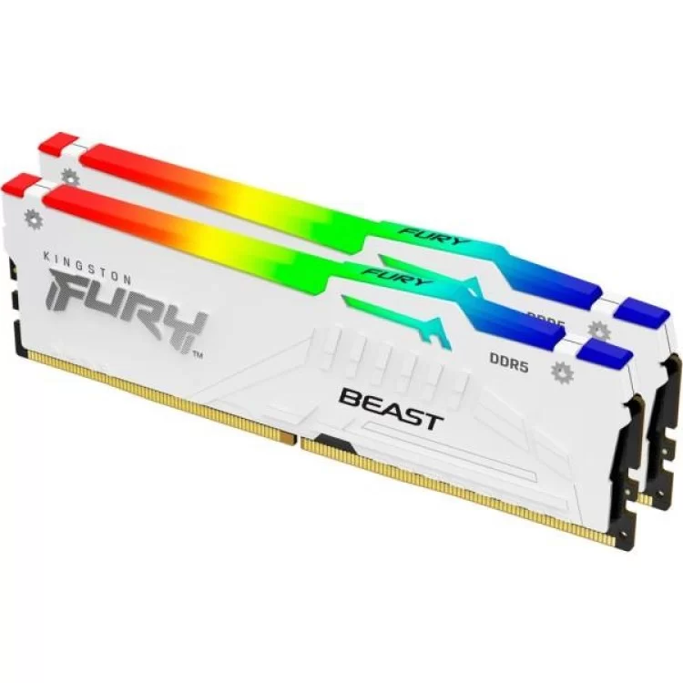 Модуль пам'яті для комп'ютера DDR5 64GB (2x32GB) 5600 MHz FURY Beast White RGB Kingston Fury (ex.HyperX) (KF556C40BWAK2-64) ціна 16 148грн - фотографія 2