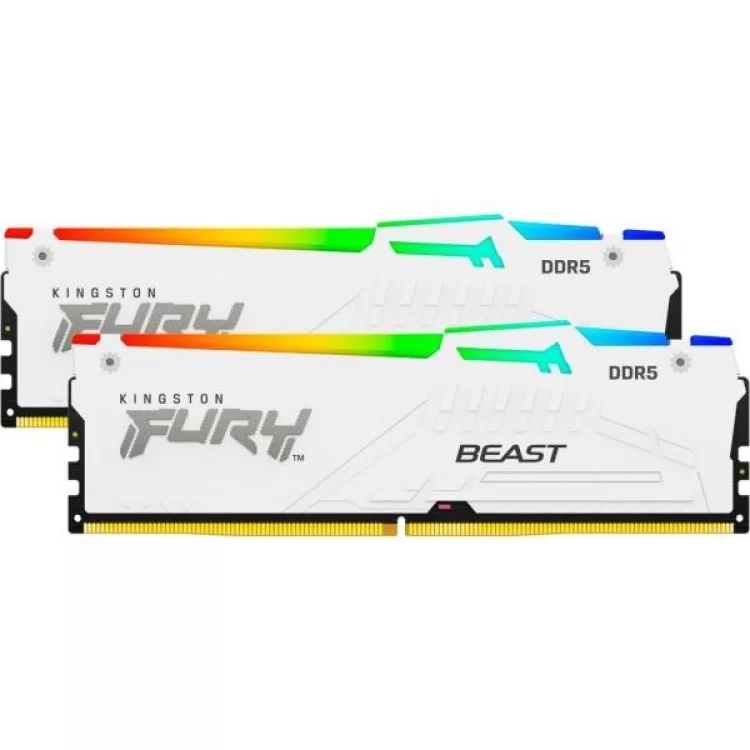 в продажу Модуль пам'яті для комп'ютера DDR5 64GB (2x32GB) 5600 MHz FURY Beast White RGB Kingston Fury (ex.HyperX) (KF556C40BWAK2-64) - фото 3