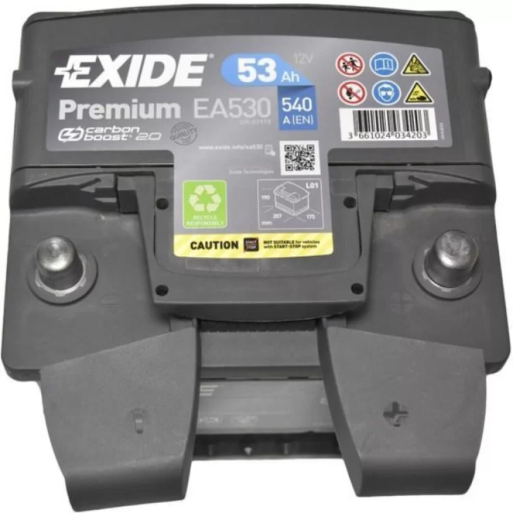 Акумулятор автомобільний EXIDE PREMIUM 53A (EA530) ціна 2 955грн - фотографія 2