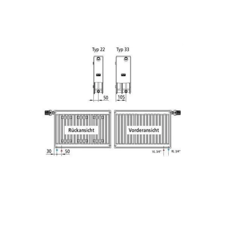 продаем Радиатор отопления Kermi Profil-V, FTV, 22 тип, 200x600мм (FTV220200601RXK) в Украине - фото 4