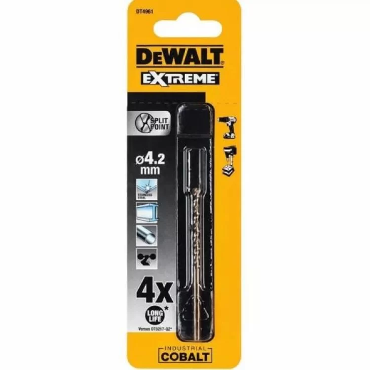 в продажу Свердло DeWALT EXTREME INDUSTRIAL COBALT HSS-CO, 4,2 х 75 х 43 мм (DT4961) - фото 3