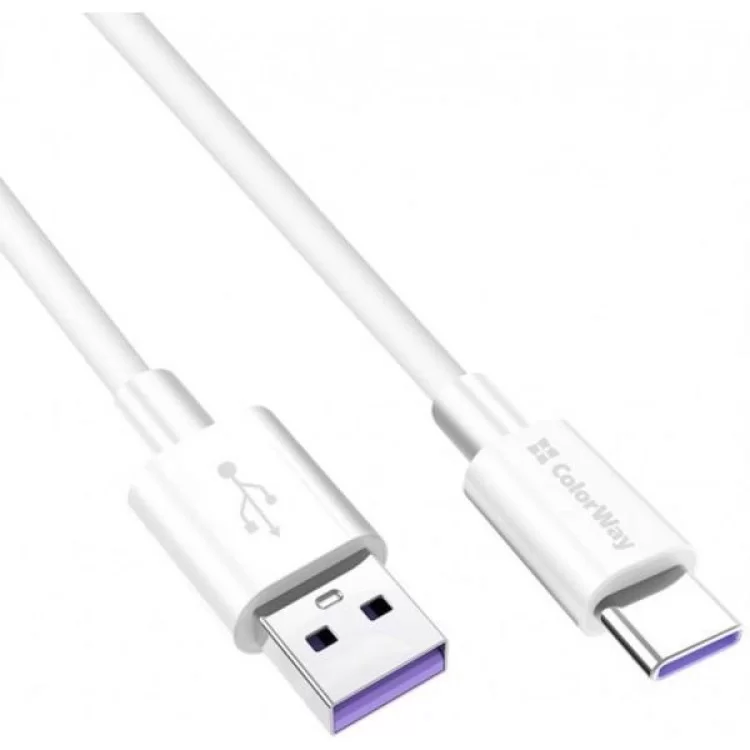 в продажу Дата кабель USB 2.0 AM to Type-C 1.0m 5A white ColorWay (CW-CBUC019-WH) - фото 3