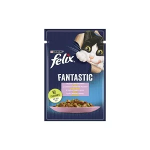 Вологий корм для кішок Purina Felix Fantastic з фореллю та зеленими бобами в желе 85 г (7613039841617)