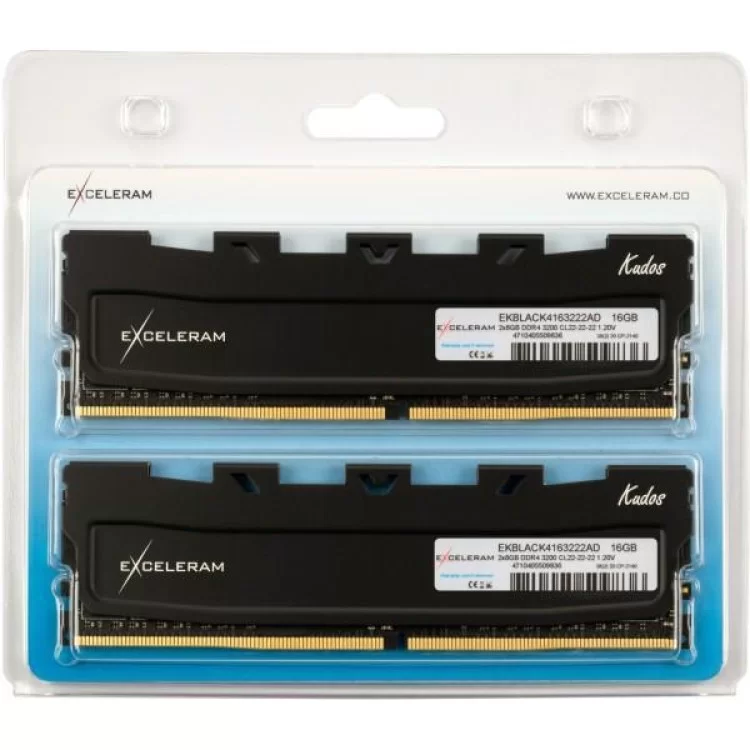 Модуль памяти для компьютера DDR4 16GB (2x8GB) 3200 MHz Black Kudos eXceleram (EKBLACK4163222AD) цена 2 378грн - фотография 2