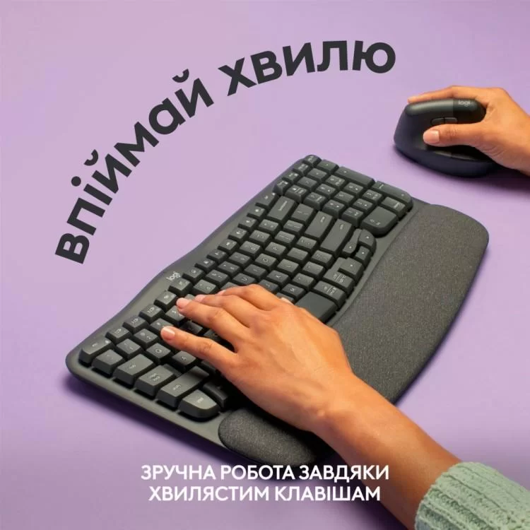 Клавиатура Logitech Wave Keys Bluetooth/Wireless Black (920-012304) цена 3 779грн - фотография 2