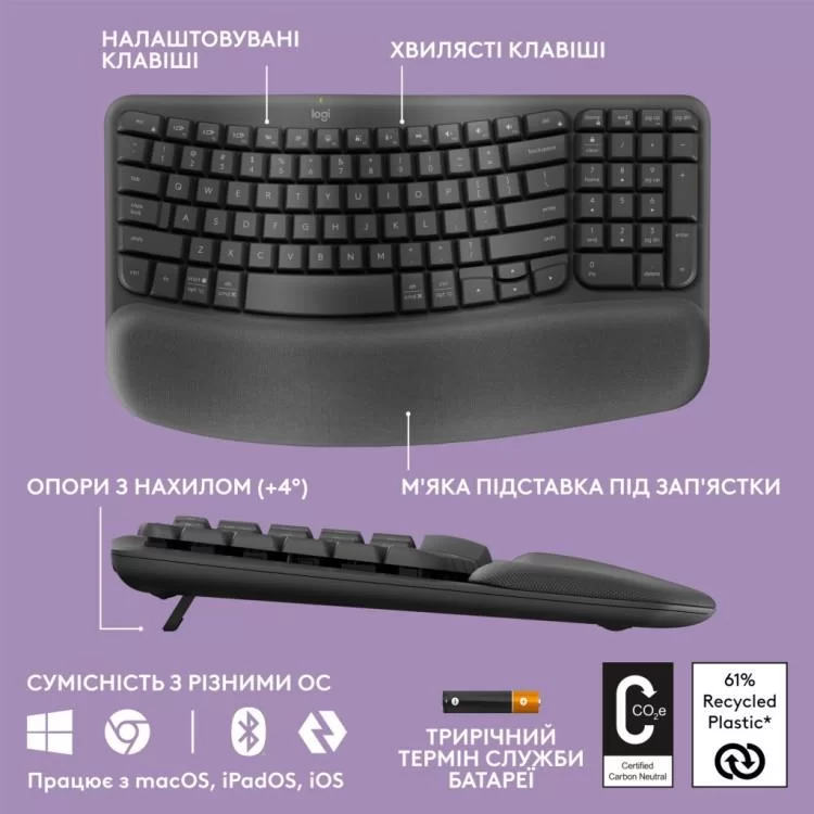 Клавіатура Logitech Wave Keys Bluetooth/Wireless Black (920-012304) інструкція - картинка 6