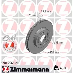 Тормозной диск ZIMMERMANN 590.2561.20