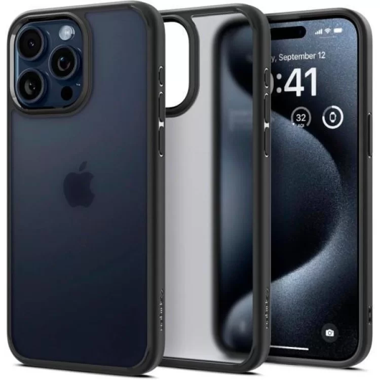 Чохол до мобільного телефона Spigen Apple iPhone 15 Pro Ultra Hybrid Frost Black (ACS06709) ціна 1 473грн - фотографія 2