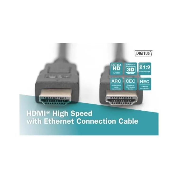 в продажу Кабель мультимедійний HDMI to HDMI 1.0m UHD 4K Digitus (AK-330107-010-S) - фото 3