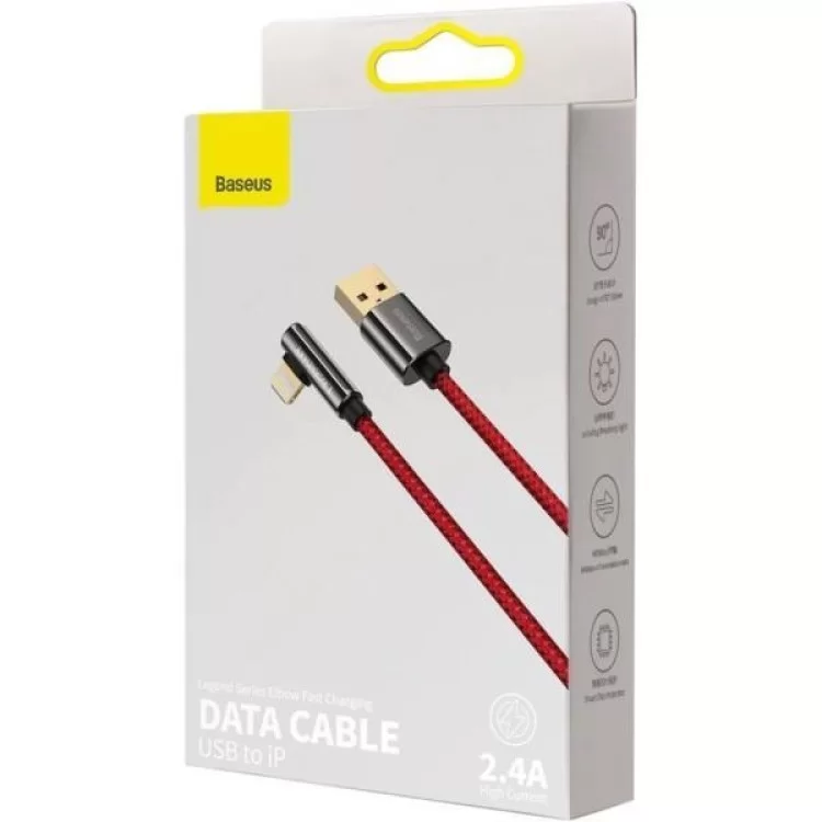 Дата кабель USB 2.0 AM to Lightning 1.0m CACS 2.4A 90 Legend Series Elbow Red Baseus (CACS000009) відгуки - зображення 5