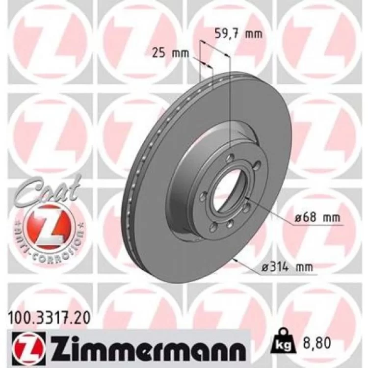 Тормозной диск ZIMMERMANN 100.3317.20