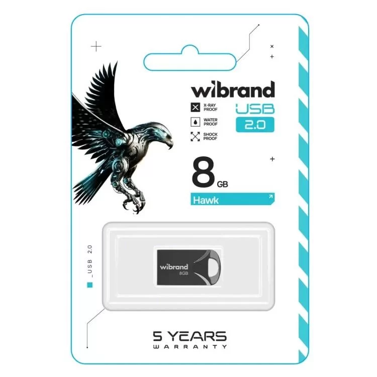 USB флеш накопичувач Wibrand 8GB Hawk Black USB 2.0 (WI2.0/HA8M1B) ціна 183грн - фотографія 2