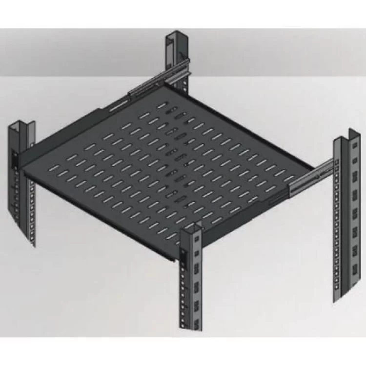 Полка 19" 1U глиб. 450-540мм, RAL 9005 Mirsan (MR.HRM1U45.01)