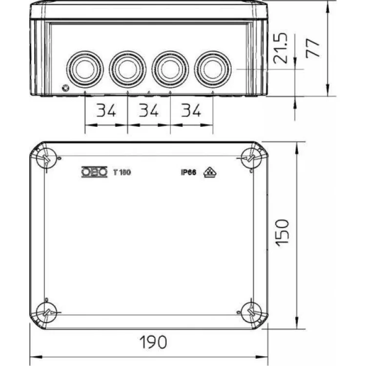 Розподільча коробка OBO OBO Т160 IP66 (110533) ціна 650грн - фотографія 2