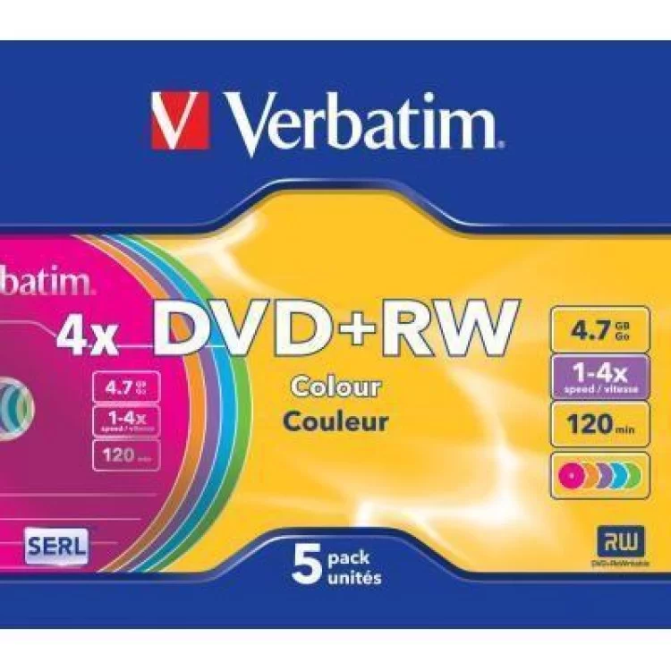 в продаже Диск DVD Verbatim 4.7Gb 4x SlimCase 5шт Color (43297) - фото 3