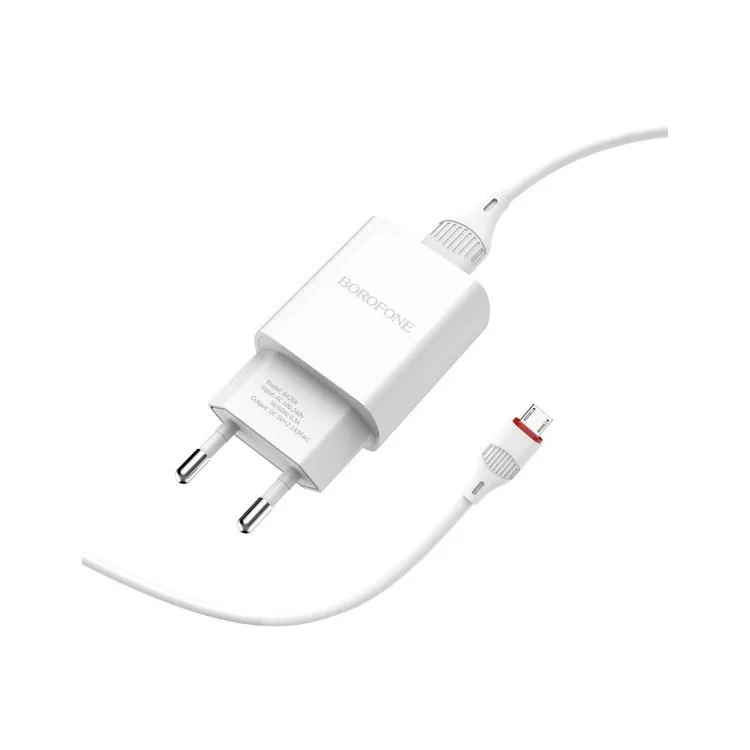 Зарядное устройство BOROFONE BA20A Sharp charger set (Lightning) White (BA20AMW) цена 162грн - фотография 2