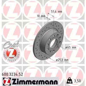 Тормозной диск ZIMMERMANN 600.3234.52