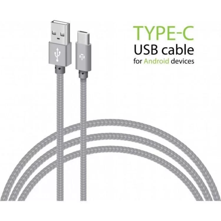 в продажу Дата кабель USB 2.0 AM to Type-C 1.0m CBGNYT1 grey Intaleo (1283126489136) - фото 3
