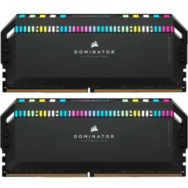 Модуль памяти для компьютера DDR5 32GB (2x16GB) 6400 MHz Dominator Platinum RGB Black Corsair (CMT32GX5M2B6400C32)