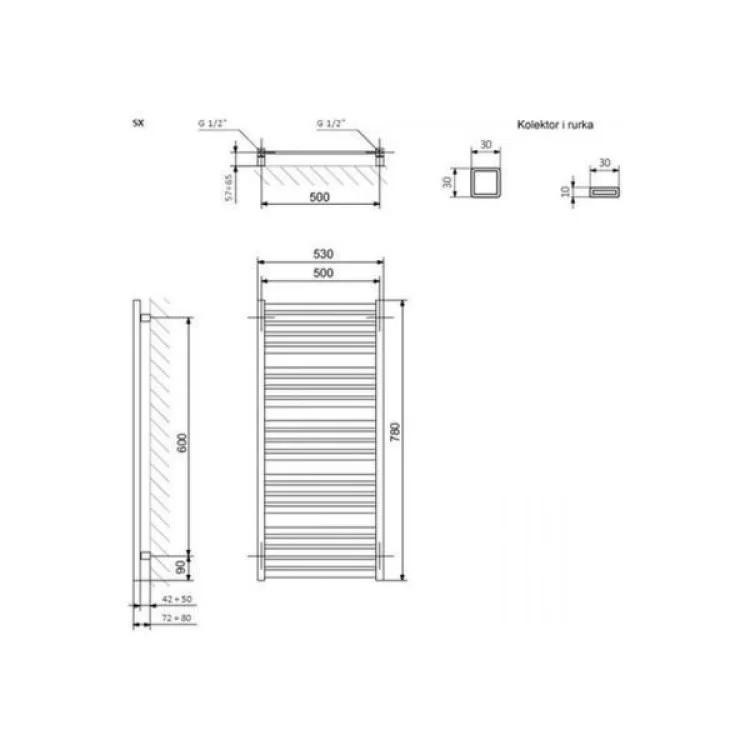 в продаже Полотенцесушитель Terma 780х530 Marlin (WGMAR078053K916SX) - фото 3