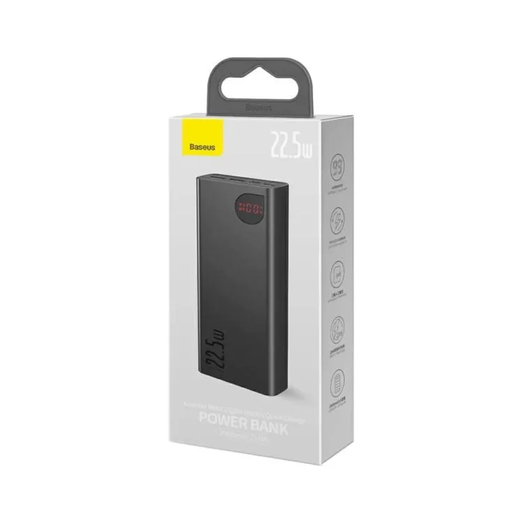 продаем Батарея универсальная Baseus Adaman Metal Digital Display Quick Charge 20000mAh 22.5W (PPAD070101) в Украине - фото 4