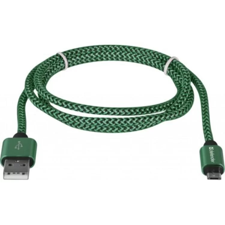 Дата кабель USB 2.0 AM to Micro 5P 1.0m USB08-03T green Defender (87804) цена 143грн - фотография 2