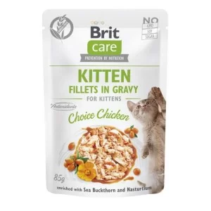 Вологий корм для кішок Brit Care Cat Fillets in Gravy Choice Chicken філе в соусі з куркою 85 г (8595602565320)