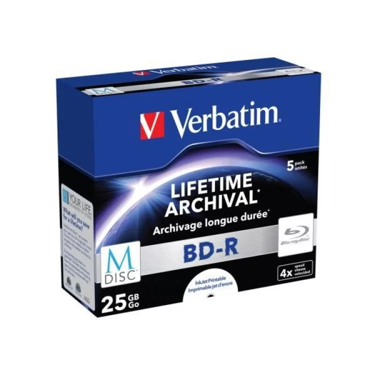 Диск BD Verbatim 25Gb 4x Jewel Case 5шт M-Disc Archival Media (43823) цена 1 996грн - фотография 2