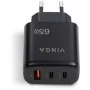 Зарядное устройство Vinga GaN 65W PD+QC 2C1A ports Wall Charger (VCPCHCCA65B)