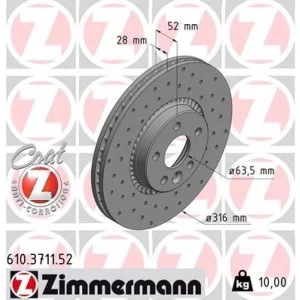 Тормозной диск ZIMMERMANN 610.3711.52