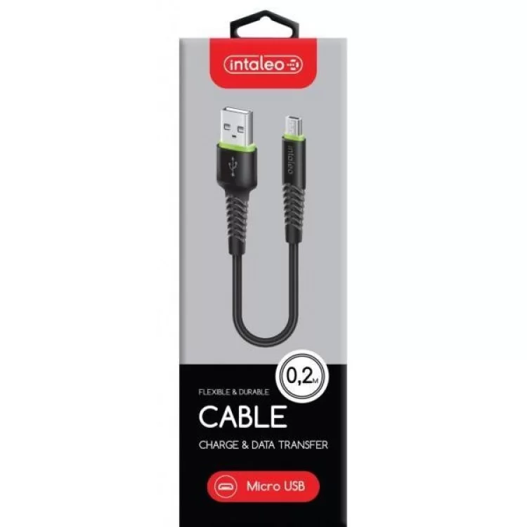Дата кабель USB 2.0 AM to Micro 5P 0.2m CBFLEXM0 black Intaleo (1283126487422) ціна 164грн - фотографія 2