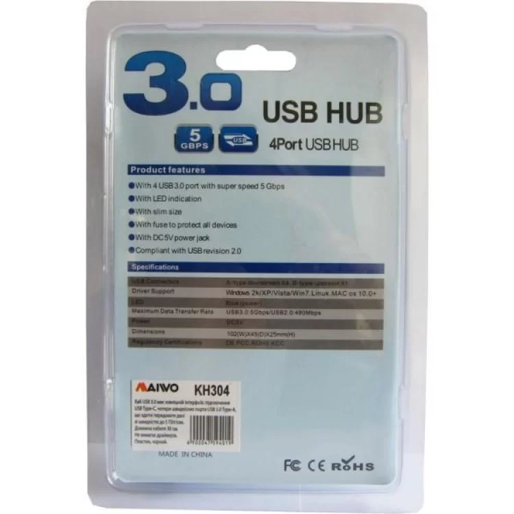 продаємо Концентратор Maiwo USB 3.1 Type-C - 4 port USB 3.0 Type-А, cable 30 cm (KH304) в Україні - фото 4