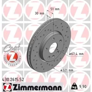 Тормозной диск ZIMMERMANN 430.2615.52