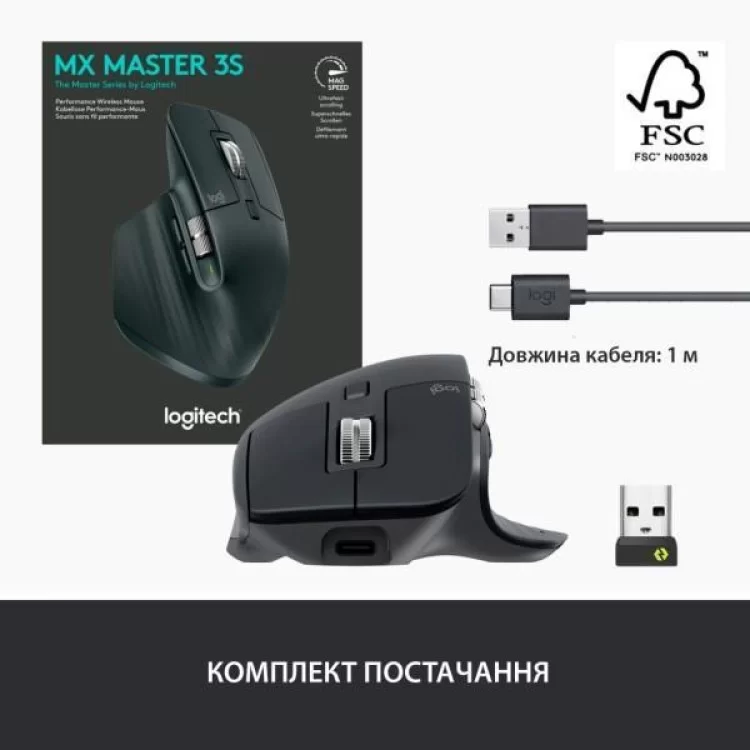 Мишка Logitech MX Master 3S Performance Wireless Mouse Bluetooth Graphite (910-006559) - фото 10