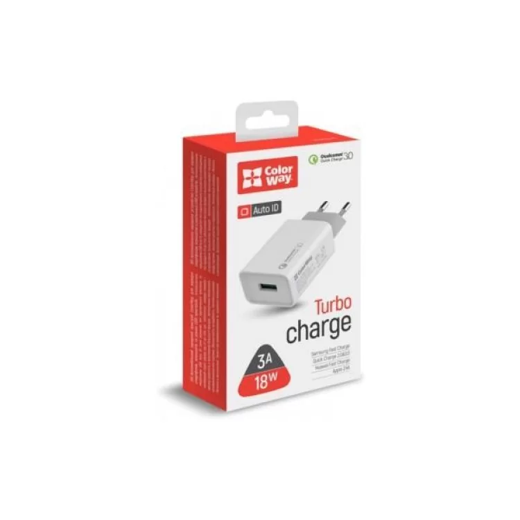 продаємо Зарядний пристрій ColorWay 1USB Quick Charge 3.0 (18W) (CW-CHS013Q-WT) в Україні - фото 4