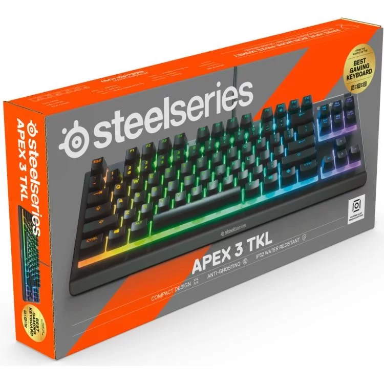 Клавиатура SteelSeries Apex 3 TKL USB UA Black (SS64817) - фото 11