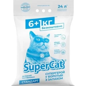 Наполнитель для туалета Super Cat Стандарт Деревянный впитывающий 6+1 кг (12 л) (5995)