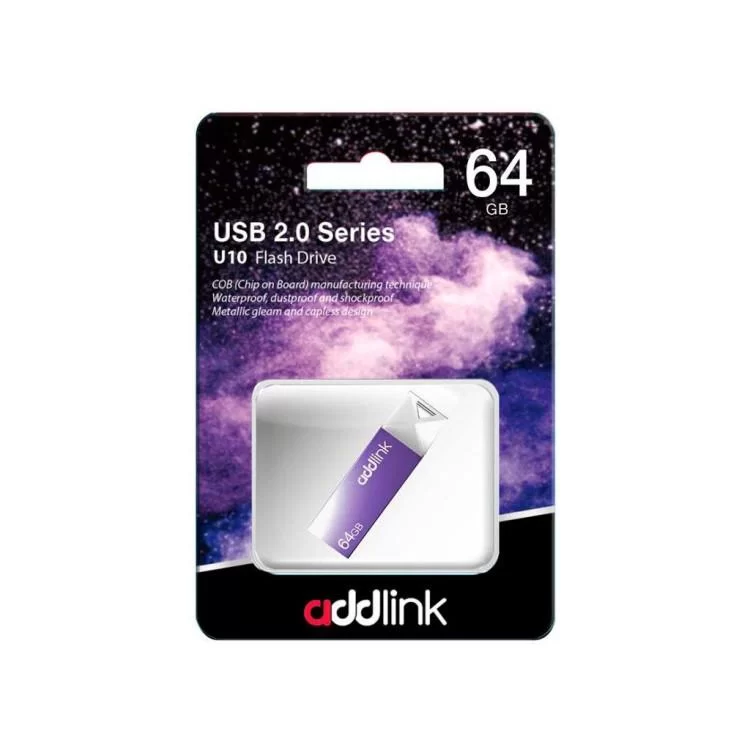 USB флеш накопитель AddLink 64GB U10 Violet USB 2.0 (ad64GBU10V2) цена 531грн - фотография 2