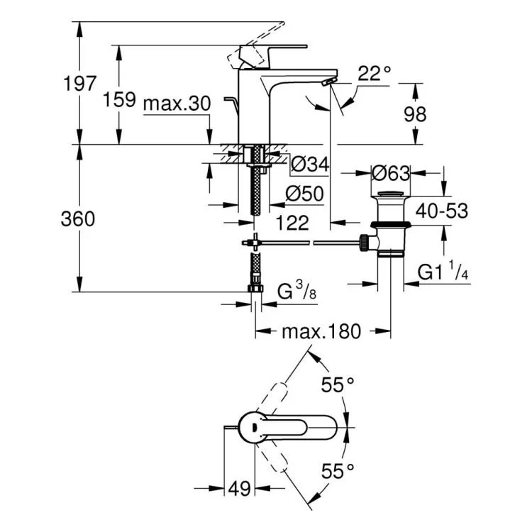 Змішувач Grohe Get M (23454000) характеристики - фотографія 7