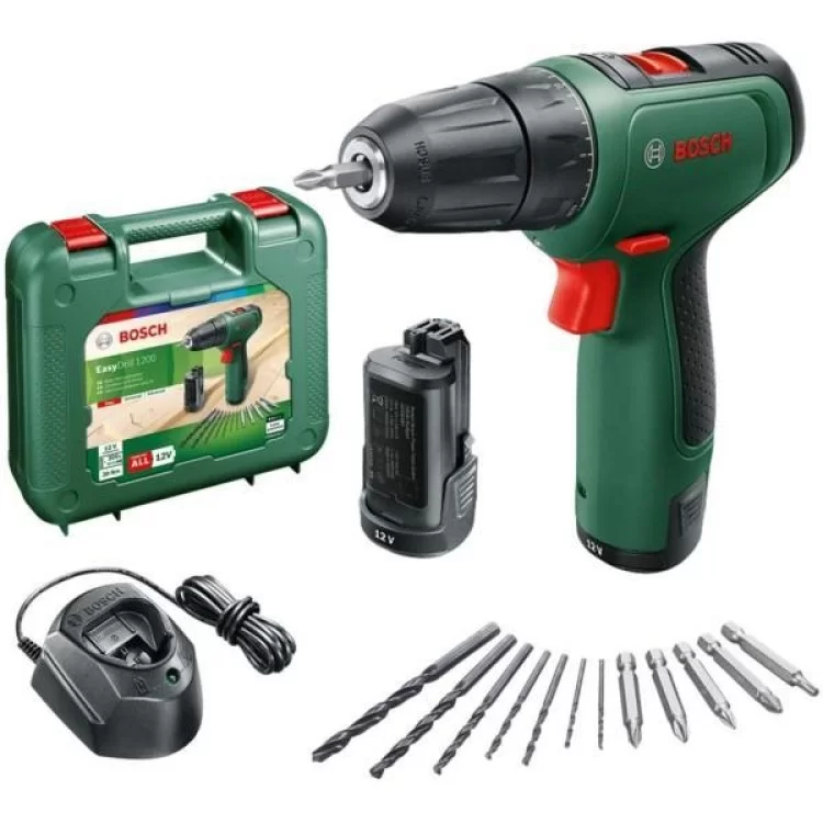 Шуруповерт Bosch EasyDrill 1200, 12В, 2х1.5Ач, ЗУ, набор сверл и бит, кейс (0.603.9D3.007) цена 3 684грн - фотография 2