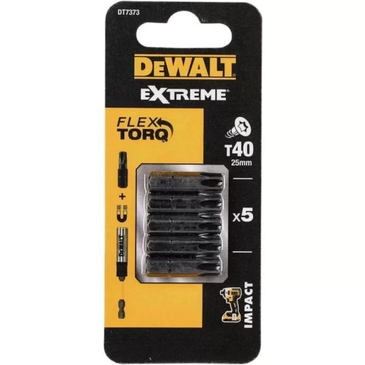 Набор бит DeWALT IMPACT TORSION, ударные, Torx, Т40, L=25 мм, 5 шт (DT7373)