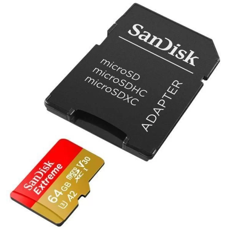 Карта пам'яті SanDisk 64GB microSD class 10 UHS-I Extreme For Action Cams and Dro (SDSQXAH-064G-GN6AA) ціна 962грн - фотографія 2