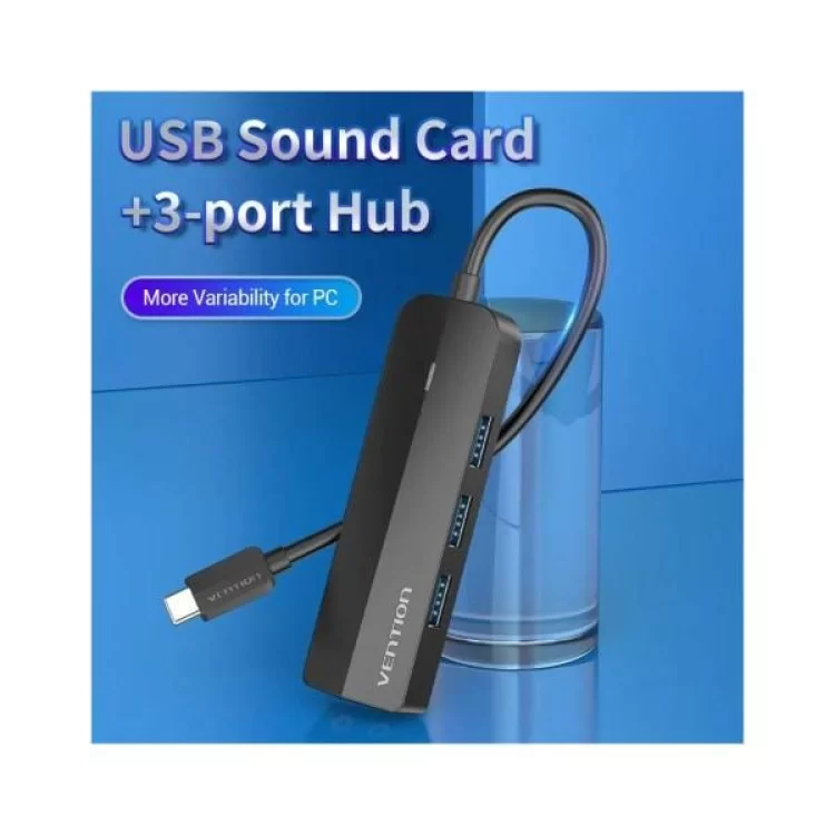 Концентратор Vention USB 3.1 Type-C to 3xUSB 3.0+MicroUSB+3.5mm Sound Adapter black (TGQBB) ціна 958грн - фотографія 2