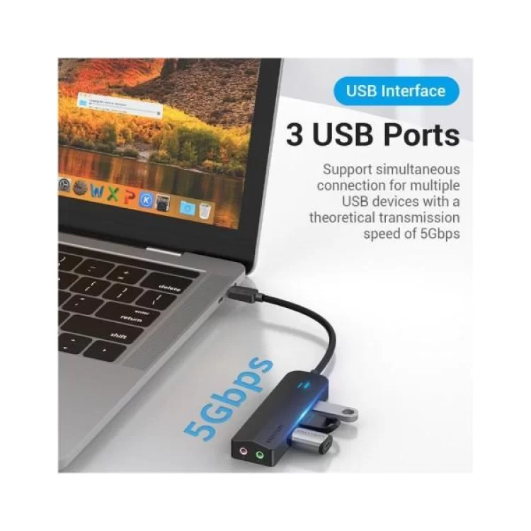 продаємо Концентратор Vention USB 3.1 Type-C to 3xUSB 3.0+MicroUSB+3.5mm Sound Adapter black (TGQBB) в Україні - фото 4