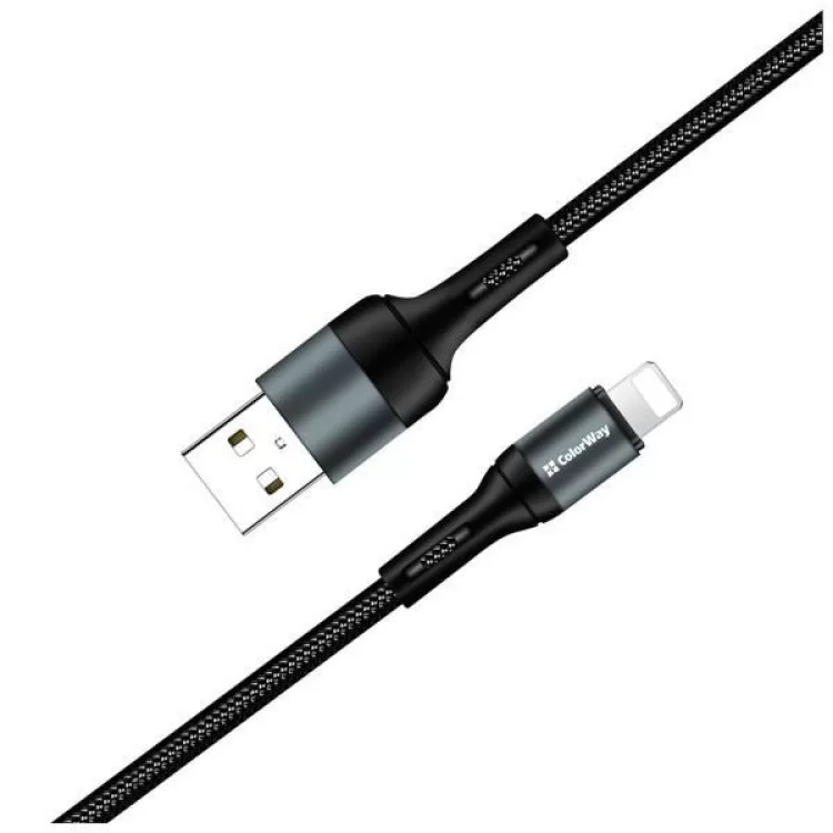 в продаже Дата кабель USB 2.0 AM to Lightning 1.0m nylon black ColorWay (CW-CBUL045-BK) - фото 3