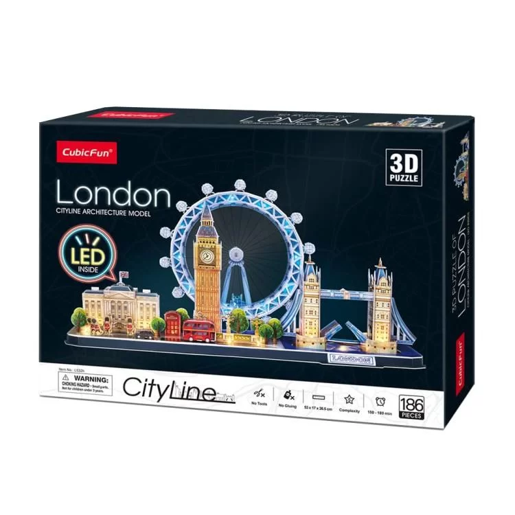 Пазл Cubic Fun Тривимірна головоломка-конструктор City Line Лондон з LED підсвіткою (L532h) огляд - фото 8